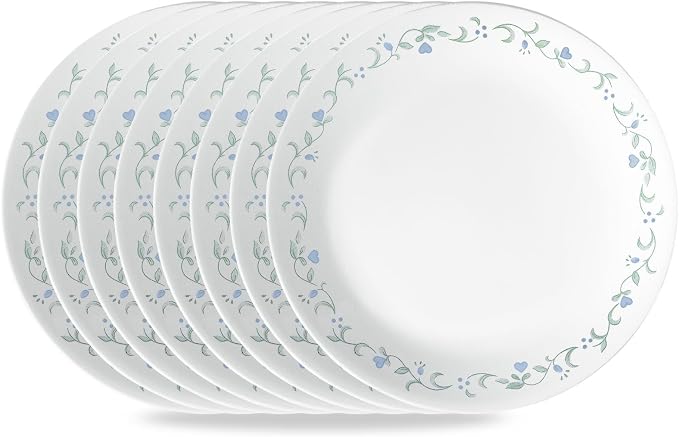 Corelle Vitrelle 6.75" Salad Appetizer Plate Set, Triple Layer Glass and Chip Resistant, Lightweight Round Plates, 6-Piece Country Cottage