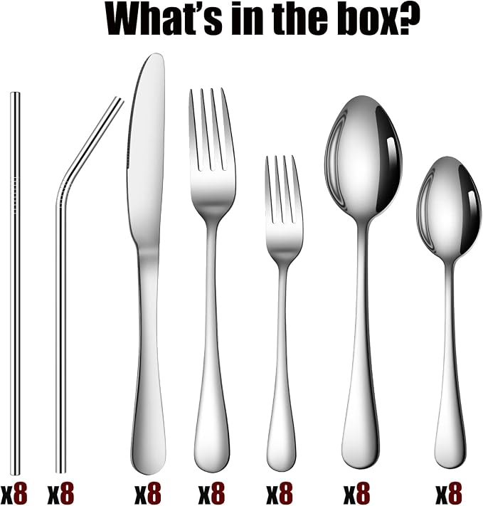 56 Pieces Silverware Service for 8 Flatware Set Stainless Steel Utensils Cutlery Set Dishwasher Safe