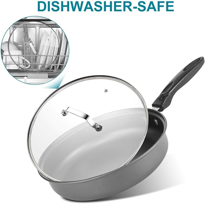 10 Inch Glass Lid for Lodge Cast Iron Skillet, 10"Caraway Frying pan, Calphalon 10 Inch Skillet - Dishwasher Safe