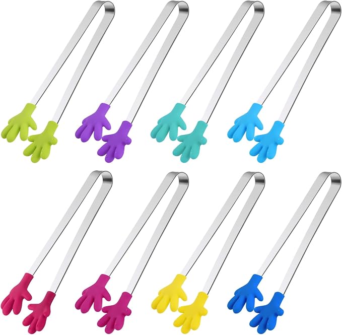 Shindel Mini Serving Tongs, 5" Small Stainless Steel Tongs, Cute Kitchen Gadgets for Christmas Candy, Snacks, Chips, Cookies, Fruit, Salad, Food, Sugar Cubes, Party, Appetizers, Great for Fine Motor