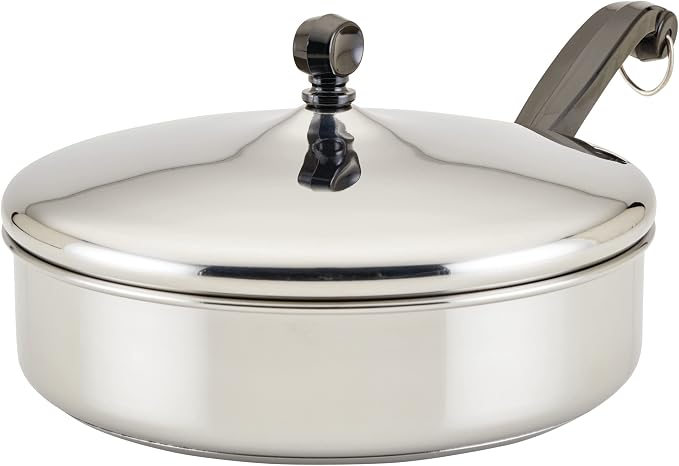 Farberware Classic Series Stainless Steel Saute Pan with Lid, 2.75-Quart Kitchenware, Silver