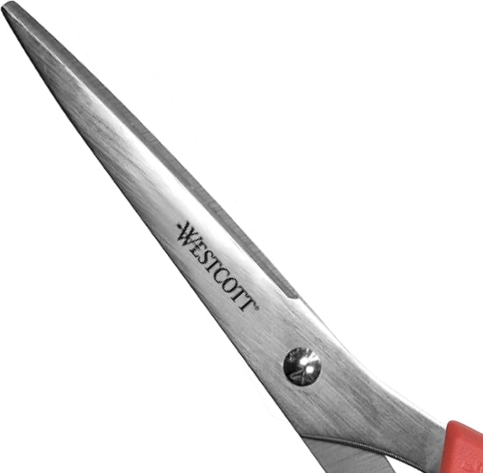 Westcott 8" All Purpose Value Stainless Steel Straight Scissors, Red