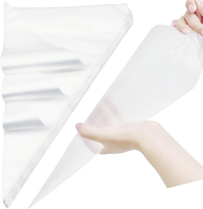Extra Large Piping Bags 21 Inch,100 Pack Disposable Pastry Bag | Food-grade HDPE, 2L Capacity, Anti-burst Film for Thick froasting, Textured Grip, Easy Knot, Fits All Tips and Couplers