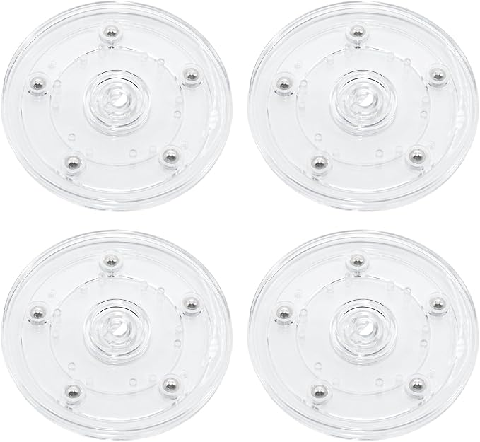 4Pcs Clear Acrylic Lazy Susan 4 Inch Turntable Organizer Bearings | Mini Lazy Susan, Small Lazy Susan Turntable, 360° Rotating Swivel Plate for Spice Rack, Cosmetic, Cake, Pantry, DIY Display
