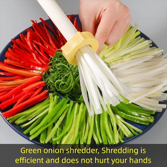 Professional Green Onion Shredder & Slicer - 12 Blade Stainless Steel Scallion Cutter with Safety Design, Perfect for Blooming Onion, Chili & Celery (1)