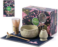 Buucup Matcha Whisk Set, Ceramic Matcha Kit Set with Bowl & Tools, Green | 7-piece set includes ceramic bowl, bamboo whisk, scoop, holder, rest, sifter and tea towel for authentic matcha preparation.
