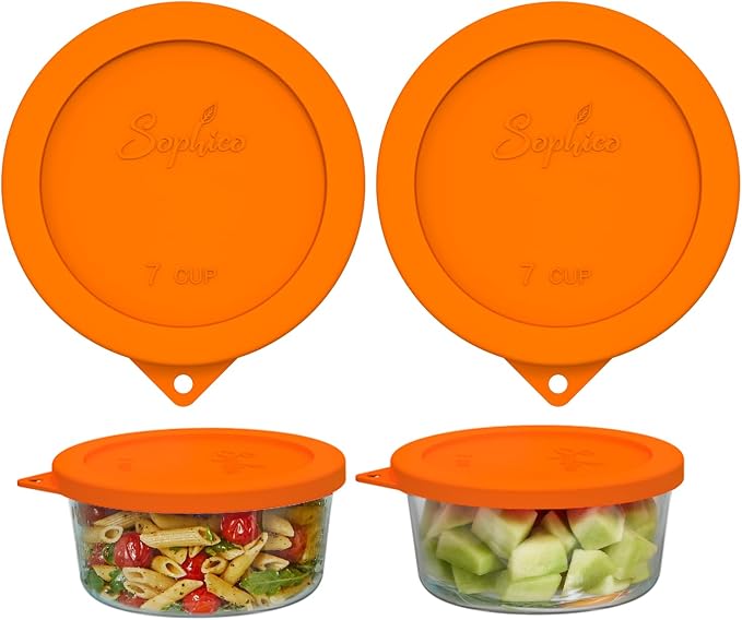 SOPHICO 7Cup Round Silicone Lid Replacement for Pyrex&AnchorHocking 7402-PC | Food Grade Silicone, Leakproof、Airtight Lids, Dishwasher Microwave Safe