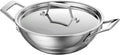 Tramontina Utsava 1.8-Quart Tri-Ply Clad Stainless Steel Kadai with Lid | Small Kadhai Pot for Indian Cooking