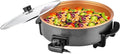 14" Large Electric Skillet with lid, Ceramic Nonstick Coating Electric Frying Pan, 1500W Quick & Even Heating, 5 Adjustable Temperature Control, Tempered Glass Lid & Cool-Touch Handles