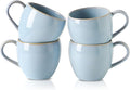 Coffee Mugs Set of 4, Stoneware 16 Oz Coffee Mugs for Cappuccino Latte Cocoa and Tea, Ceramic Coffee Cups with Handle,Sky Bule Mugs for Housewarming Gifts, Microwave and Dishwasher Safe