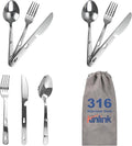 Travel Utensils with Pouch, 4-in-1 Silverware Set 3-Pack with Portable Stainless Steel Spoon, Fork, Knife & Bottle Opener Combo, Cutlery Set for Camping, Hiking, Picnic, Gadgets, Lunch Box for Men
