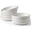 famiware Milkyway 33 oz Pasta Bowls Set of 8, White | Scratch-Resistant Stoneware Salad Bowls, Stackable, Dishwasher & Microwave Safe, Lead-Fre