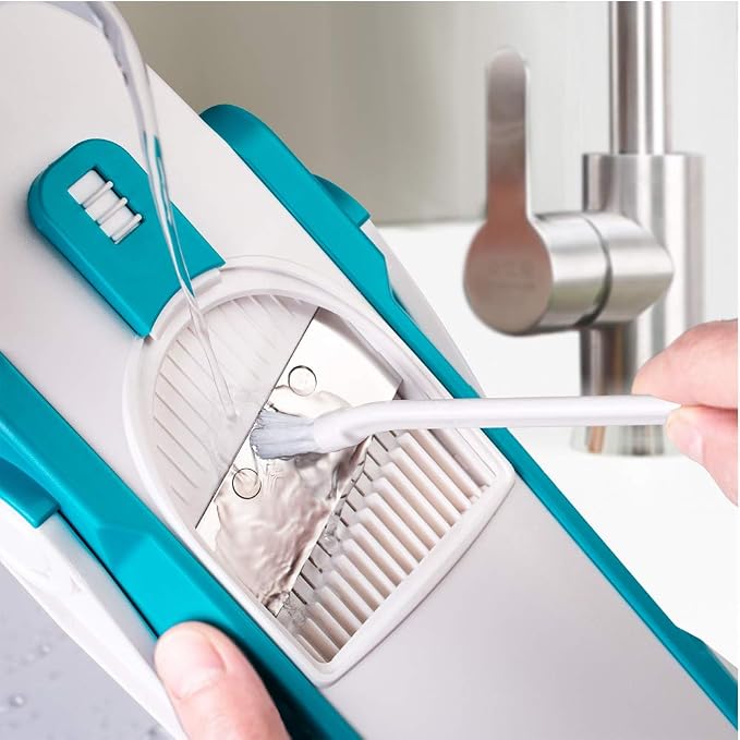 ONCE FOR ALL Safe Mandoline Slicer Kitchen, All in 1 Vegetable Slicer, Blue | Adjustable Thickness, Potato Slicer Veggie Chopper, Strips Julienne Dicer, French Fry Cutter, Dishwasher Safe, Kitchen Gift