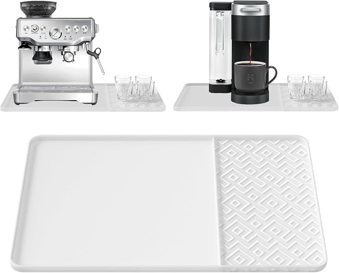 Silicone Coffee Mat with Raised Edges 24" x 16" – Waterproof Countertop Mat, Coffee Maker Pad, Espresso Machine Mat, Heat Resistant Dish Drying Mat