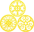Silicone Trivet Mat - Non-Slip & Heat Resistant Kitchen Hot Pads for Countertops & Table - Kitchen Trivets for Hot Dishes & Cookware - Hot Pot Holder for Pots & Pans - Yellow,Set of 3