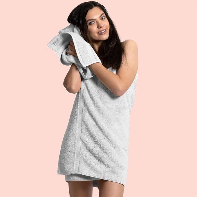 Chakir Turkish Linens 100% Cotton 6-Piece Towel Set, Silver Gray | 100% cotton 6-pc set, OEKO-TEX certified: 2 bath 30x60, 2 hand 16x30, 2 washcloths 13x13