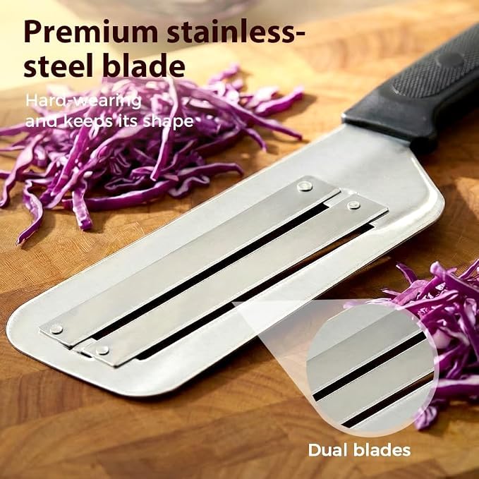 Cabbage Shredder and Cutter for Coleslaw, Manual Cabbage Slicer and Lettuce Shredder, Large Vegetable Mandoline Slicer Knife for Kitchen, Fast Shredding Tool (Red)