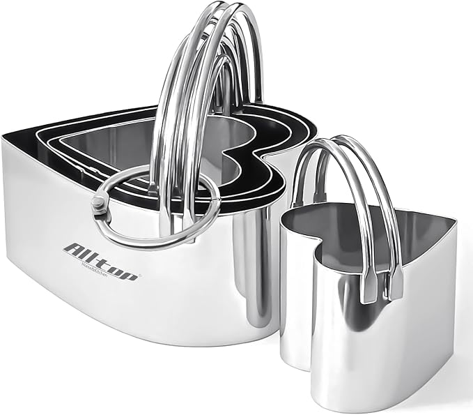 ALLTOP Biscuit Cutters with Handle, Stainless Steel Cookie Cutter, Professional Baking Essential Tools for Valentine's Day - Heart Shaped