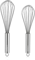 NileHome Whisk, Stainless Steel Wisk Set 8" 10" Kitchen Whisk Wisking Tool Kitchen Wisk Wire Whisks for Cooking, Whisking, Blending, Beating, Stirring-…