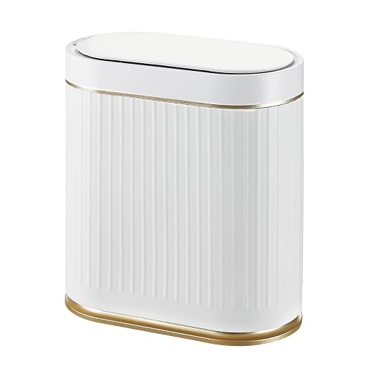 SYNCVIBE Bathroom Trash Can with Lid, 2 Gallon, Motion Sensor | Automatic Garbage Can, 7.5 Liter Smart Trash Bin, Narrow Plastic Wastebasket for Bedroom, Office and Living Room