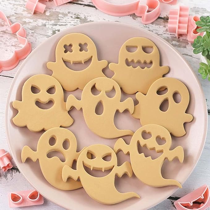 Mini Ghost Cookie Cutters, DIY 3d Halloween Raised Design Cookie Stamps | Cookie Cutter Set suitable for Frosting Decoration, Mini Gingerbread Pie Molds, Day of The Dead Decorations
