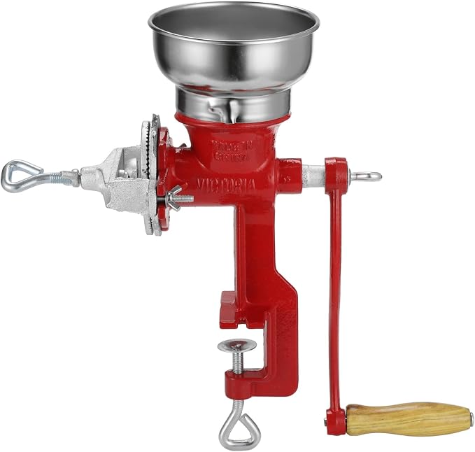 Corn Grinder Grain Manual,Cast Iron Crank Corn Grain Mill Grinder,Hand Powered Flour Mill,Wheat Grinder with Adjustable Coarseness & Wooden Handle for Home, kitchen, Coffee,14.6" Tall & 5.3" Hopper