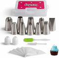Cake Decorating Icing Piping Tip Set, 10 X-large Decorating Tips Stainless Steel Plus 20 Disposable Pastry Bags