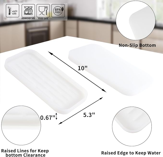 MicoYang Silicone Kitchen Sink Organizer Tray for Multiple Usage,Easy Clean Sponges Holder for Kitchen Bathroom Counter or Sink,Dish Soap Dispenser,Scrubber,Bottle,Cup Translucent 10”x 5.3”