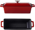 Crucible Cookware Enameled Cast Iron Bread Pan with Lid - Red - Oven Safe Form for Baking and Cooking - Loaf Pan