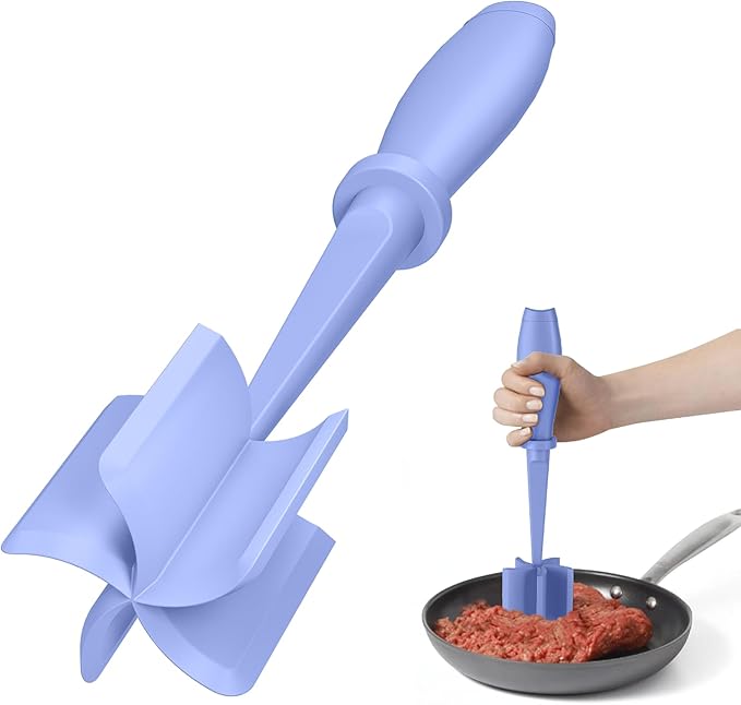 PGYARD Meat Chopper Hamburger Grinder, Kitchen Smasher for Ground Beef | Heat Resistant, 5 Blade, Burger Grinder Nylon Potato Mix Tool, Meat & Poultry Tenderizers, Dishwasher Safe, Purple
