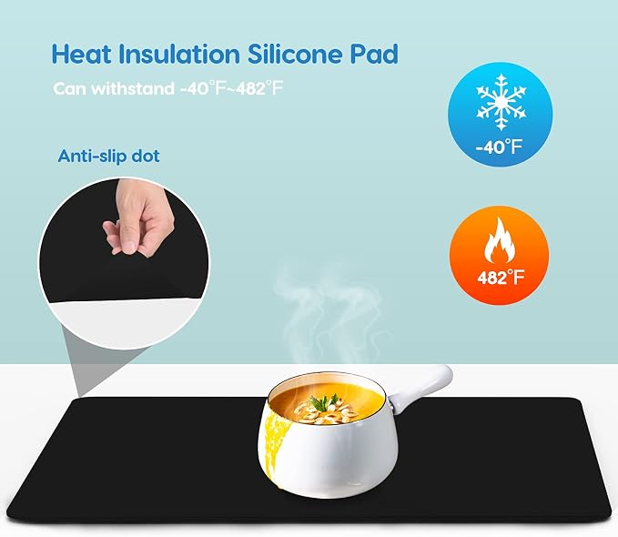 Extra Large Silicone Mat 35.3"x23.5"x0.08", Multipurpose Silicone Mat Thick Heat Resistant Mat Shipped Rolled Up Kitchen Counter Mat Waterproof Nonslip Silicone Mats for Kitchen Counter Black | Extra Large, Heat Resistant, Waterproof, Nonslip, Multipur...