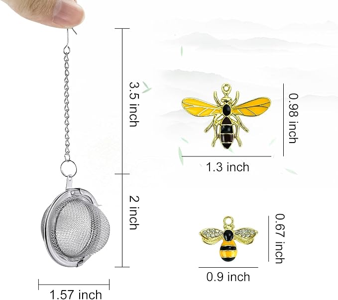 2PC Stainless Steel Mesh Tea Infuser,2.1 inch Tea Ball with Honey Bee | Tea Diffuser Tea Steeper for Filtering Tea,Tea Infusers for Loose Tea,Tea Strainer for Flavoring Herbal Spices and Seasonings