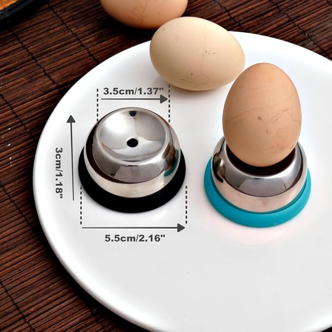 Egg Piercer Set with Stainless Steel Pin, Secret to 1-Second Shell Removal, 2-Pack Egg Hole Puncher Poker with Non-Slip Base, Blue & Green, Perfect for Hard and Soft Boiled Eggs
