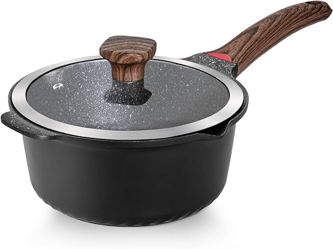Vinchef 4QT Nonstick Stockpot with Lid, Large Saucepan, Black | PFAS/PFOA-free, stay-cool handle, dishwasher-safe, induction-compatible, scratch-resistant surface for lasting daily use