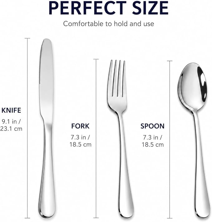Silverware Set,SANTUO Stainless Steel Knives Spoon Forks Set for Home, Kitchen and Restaurant, Mirror Polished& Dishwasher Safe (12pcs-Silverware set)