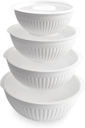 Nordic Ware Prep and Serve Mixing Bowls Set, 8-Piece, Glacier White