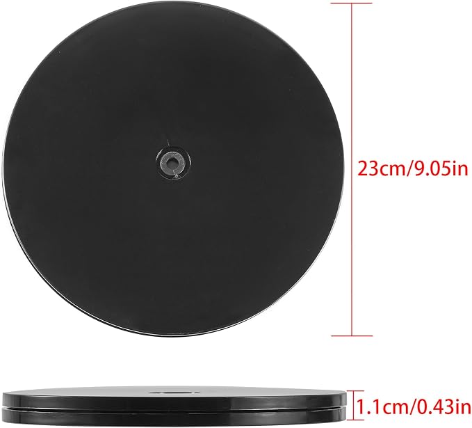 HSTECH 9” Lazy Susan Turntable Black Acrylic Ball Bearing Rotating Tray for Spice Rack Table Cake Kitchen Pantry Decorating TV Laptop Computer Monitor, 50-lb Load Capacity (360˚ Rotation)