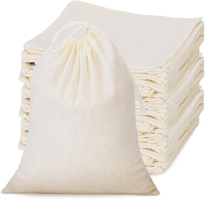 Tatuo 50 Pcs Muslin Bags 4 X 6 Inches, Cotton Drawstring Pouches Party | Natural Cotton Cloth Small Pouches, Reusable Linen Sachet for Gift Favor, Wedding Party Supplies, Craft Home Storage