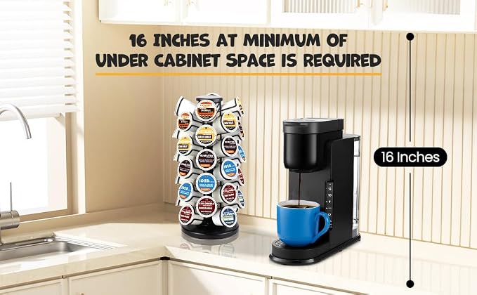 K Cup Holder-Coffee Pods Holder Storage Organizer Stand 40 Pods Capacity | K Cup Carousel, Stable Base, 360° Rotating K Cup Organizer, Space-Saving for Countertop,K Cups Holder No Assembly Required