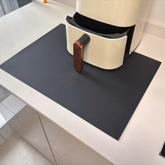 Silicone Heat Resistant Mats for Countertop, 2MM Extra Thick, 18.9*14.57 In | Silicone Mat for kitchen Counter, Non Slip Hot Pad, Waterproof , Suitable for Airfryer, Microwave, Coffee Maker, Black