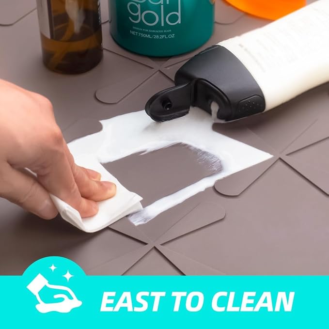 Waterproof Under Sink Mat 37" x 22" Silicone Mat Cabinet Protector | Heavy Duty Deep Drip Tray, Extra Thick Non Slip Liner for Kitchen & Bathroom, Pets, Organizer, Storage, Boots, Home Essential