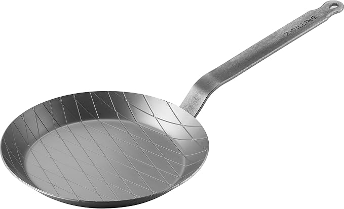 ZWILLING Forged 9.5-Inch Carbon Steel Frying Pan, PFAS-Free Pre-Seasoned Frying Pan, Induction Compatible Skillet, Oven Safe Carbon Steel Cookware