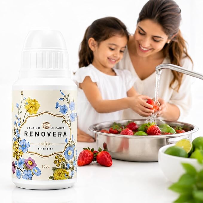 Renovera Fruit & Vegetable Wash | Up to 150 Washes, 1-Year Supply, Gentle Enough for Baby Food, Single Ingredient, Removes Residues, Calcium Helps Keep Produce Fresh Up to 20x Longer