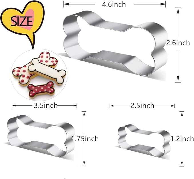 Dog Treats Cookie Cutters,Dog Bone Shape Cookie Cutters set Stainless Steel Biscuit Mold for Dog Cat Homemade Treats