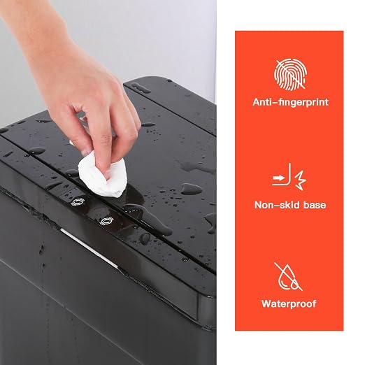 BestOffice 13 Gallon Kitchen Trash Can, Touchless Automatic Lid, Black | Plastic, Hands-free disposal, Odor Control, ,Wipe-clean surface,50Liter for Kitchen, Office, Indoor Use