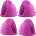 2 Pairs All Magenta Mini Silicone Oven Gloves, Mini Finger Protector Pot Holder for Kitchen,Cooking,Baking,BBQHeat Resistant Gloves，can be Washed in the Dishwasher