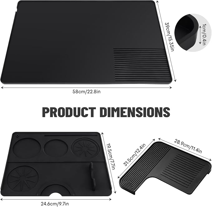 Silicone Coffee Mat Compatible with Ninja Luxe Espresso Coffee Machine ES601/ES701 & Most Home Espresso Machines - 23"x15" Anti-Slip Heat-Resistant - Maker Bar | Tamping Mat | Top Mat (3-in-1)