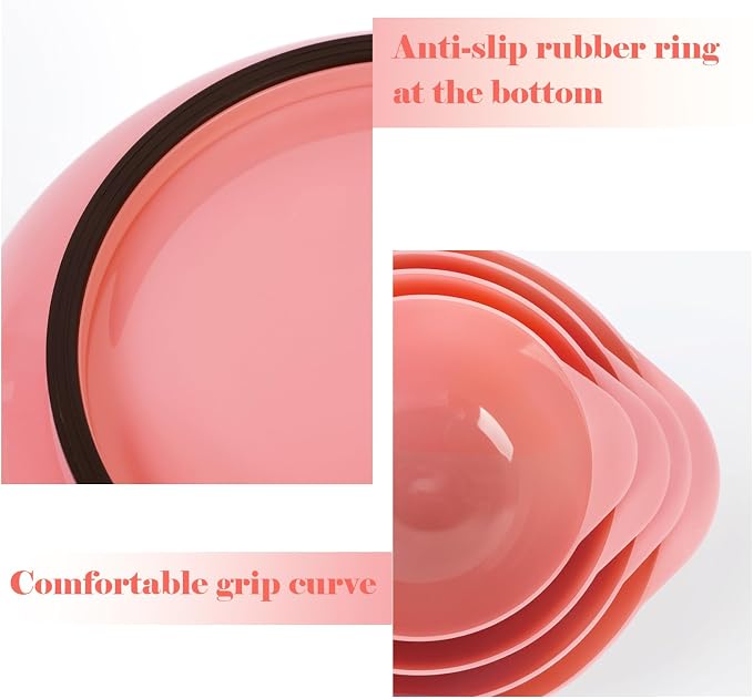 BoxedHome Classic Mixing Bowls Set of 4, BPA Free Plastic, Microwave Safe | 4.5, 3.5, 2.5 and 1.7 qt, Non-slip Base Large Non-toxic Nesting Bowl with Pour Spout, Dishwasher Safe, for Prep, Cooking