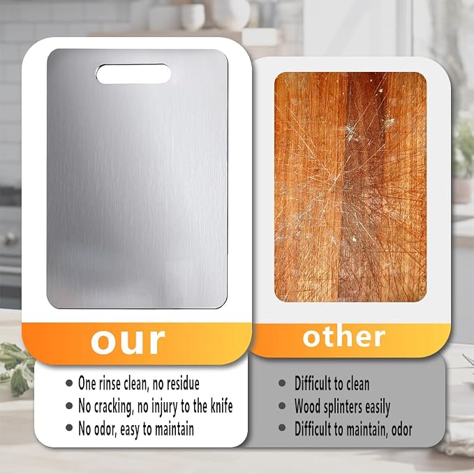 Titanium Cutting Board, Pure Titanium Cutting Boards for Kitchen, Cutting Boards Non Toxic, Double-Sided Food-Grade, Easy to Clean, Dishwasher Safe, for Meats, Fruits and Vegetables