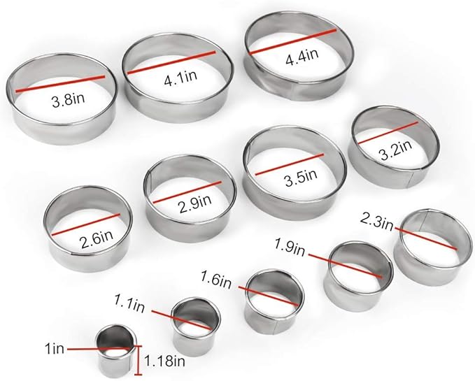 Bukuwa 12 Pcs Round Cookie Biscuit Cutter Set, Graduated Circle Cutters | 18/8 Stainless Steel, Pastry Cookie Cutters, Donut Cutter Ring Molds for Baking, Cooking, Gift